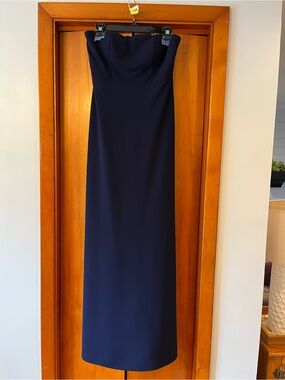 bhldn selena strapless stretch satin midi dress BHLDN Selena Strapless Stretch Satin Midi Dress
